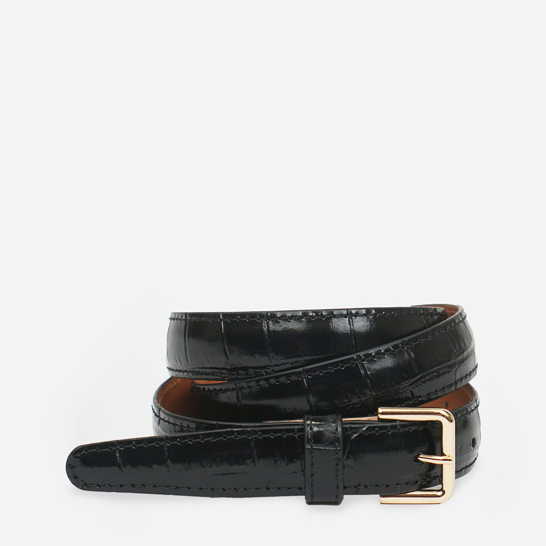 Barbara Belt Leather Black Croco