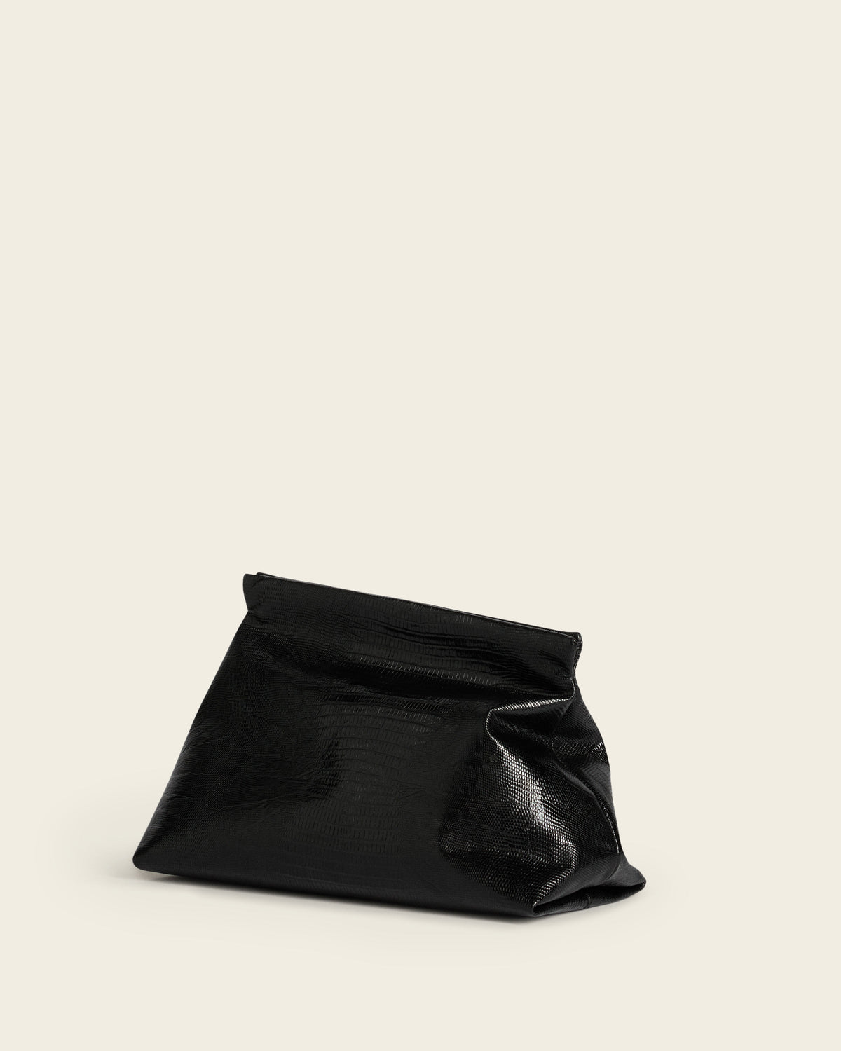 Clay Clutch Leather Black Lizzard