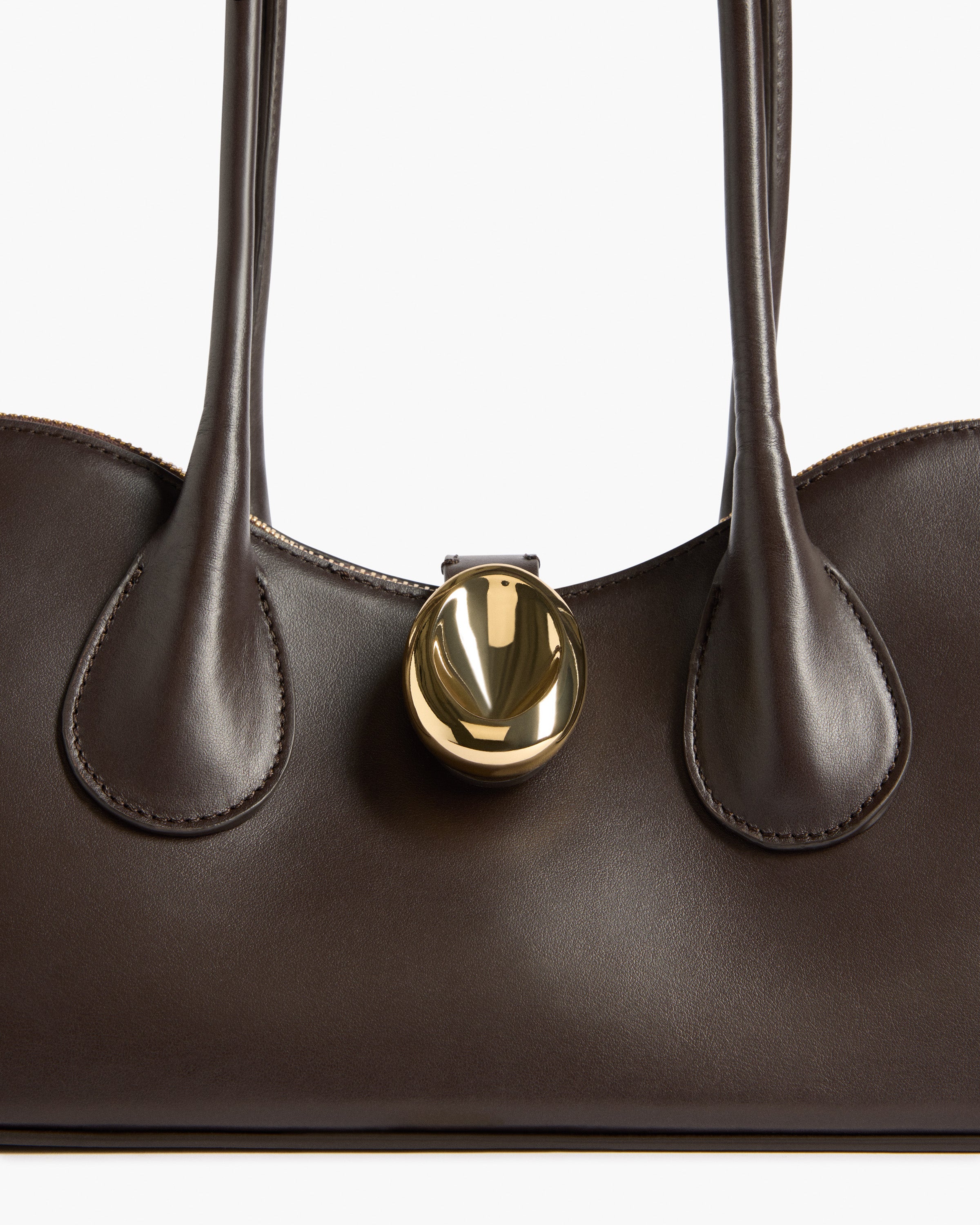 Gaia Ornament Shoulder Bag Leather Chocolate