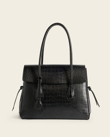 Lydia Tote Bag Leather Black Croco